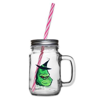 Halloween-Zombie-Gorilla - Henkelglas mit Schraubdeckel - Klar - Rechts