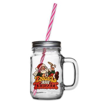 Engel auf Teilzeit Weihnachtsmann Lustiger Spruch - Henkelglas mit Schraubdeckel - Klar - Rechts