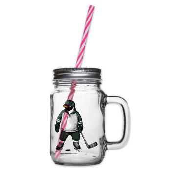 Hockey Pinguin - Henkelglas mit Schraubdeckel - Klar - Rechts