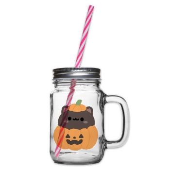 Kürbiskatze Halloween-Süße - Henkelglas mit Schraubdeckel - Klar - Rechts