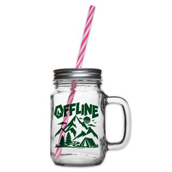 Offline – Berge Camping Wandern Natur Abenteuer - Henkelglas mit Schraubdeckel - Klar - Rechts