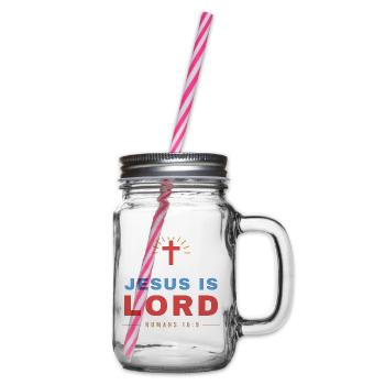Jesus Is Lord – Romans 10:9 Christian - Henkelglas mit Schraubdeckel - Klar - Rechts