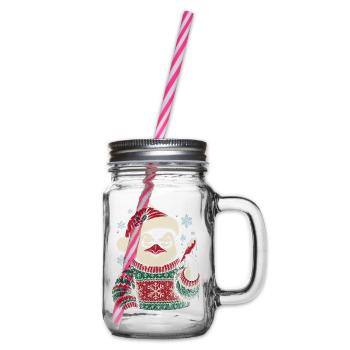 Grumpy Penguin Weihnachtspullover - Henkelglas mit Schraubdeckel - Klar - Rechts