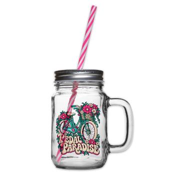Pedal Paradise Blumenrad Illustration - Henkelglas mit Schraubdeckel - Klar - Rechts