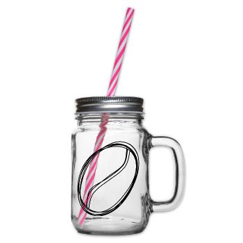 Kaffeebohne handgezeichnet - Henkelglas mit Schraubdeckel - Klar - Rechts