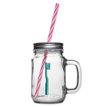 Zahnbürste türkis Zahnarzt Geschenk Zahnärztin  - Henkelglas mit Schraubdeckel - Klar - Rechts