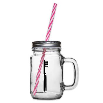 Zahnbürste Zahn Geschenk Zahnarzt Zahnärztin  - Henkelglas mit Schraubdeckel - Klar - Rechts