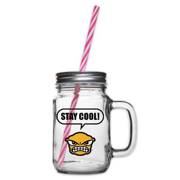 Stay Cool! (Ruhe Bewahren! / Lustig / POS 3C Gold) - Henkelglas mit Schraubdeckel - Klar - Rechts