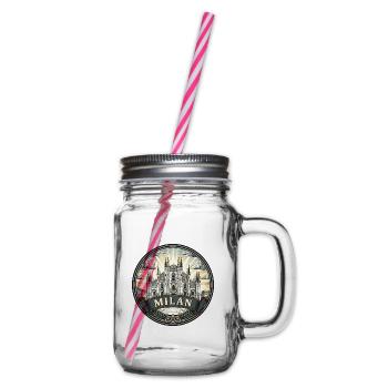Milan Italien Reiseabzeichen Duomo Vintage-Souvenir - Henkelglas mit Schraubdeckel - Klar - Rechts
