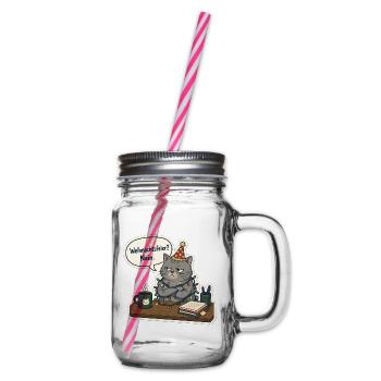 Weihnachtsfeier? Nein. – Grumpy Bürokatze - Henkelglas mit Schraubdeckel - Klar - Rechts