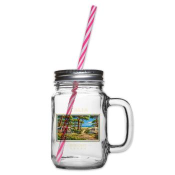 Italien Bibione Camping Vintage Reisemarke - Henkelglas mit Schraubdeckel - Klar - Rechts