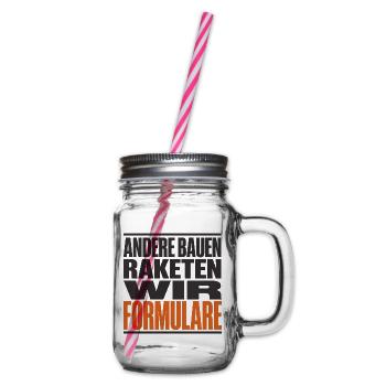 Bürokratie Satire Raketen Formulare Typo - Henkelglas mit Schraubdeckel - Klar - Rechts