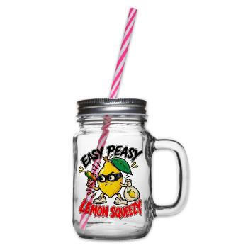 Easy Peasy Lemon Squeezy – Freche Zitrone - Henkelglas mit Schraubdeckel - Klar - Rechts