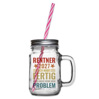 Rentner 2027 - Ich habe fertig - Henkelglas mit Schraubdeckel - Klar - Rechts