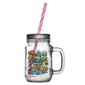 Indonesien Reisesticker - Henkelglas mit Schraubdeckel - Klar - Rechts