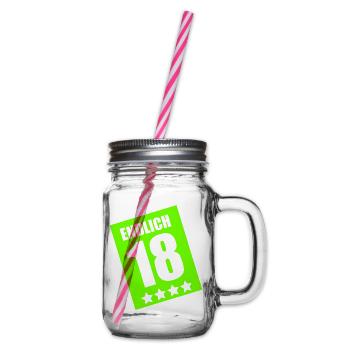 Endlich 18 Geburtstag Neon - Henkelglas mit Schraubdeckel - Klar - Rechts