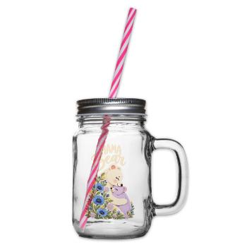 Süßes Kornblumen-Geschenk für Mama Mama Bär - Henkelglas mit Schraubdeckel - Klar - Rechts