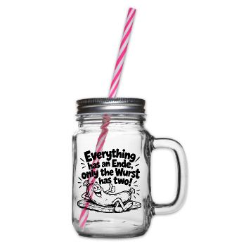 Lustiger Denglisch Spruch Everything has an Ende - Henkelglas mit Schraubdeckel - Klar - Rechts