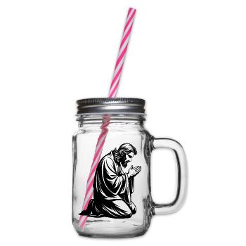 Jesus kniend und betend - Henkelglas mit Schraubdeckel - Klar - Rechts