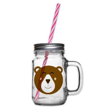 Süßer glücklicher brauner Bär - Henkelglas mit Schraubdeckel - Klar - Rechts