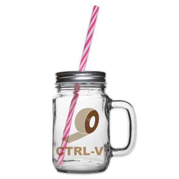 Strg-V Retro Ribbon - Henkelglas mit Schraubdeckel - Klar - Rechts