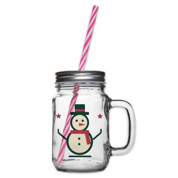Schneemann mit Schal und Zylinder – Winter - Henkelglas mit Schraubdeckel - Klar - Rechts