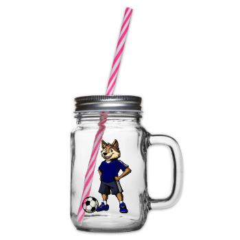 Fussball Wolf Blau - Henkelglas mit Schraubdeckel - Klar - Rechts
