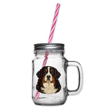 Berner Sennenhund – Treuer Blick - Henkelglas mit Schraubdeckel - Klar - Rechts