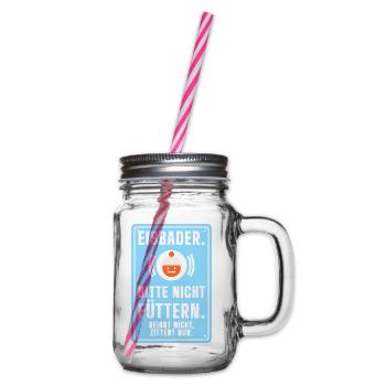 Eisbader. Bitte nicht füttern. Eisbaden lustig - Henkelglas mit Schraubdeckel - Klar - Rechts