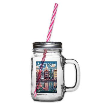 Amsterdamer Kanalporträt - Henkelglas mit Schraubdeckel - Klar - Rechts