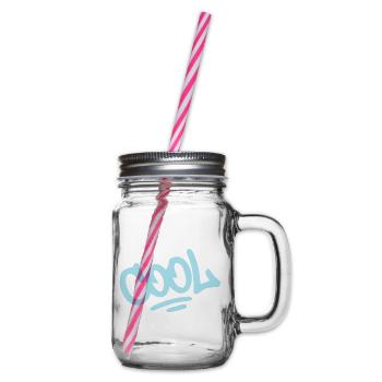 COOL Pastel Blue Graffiti - Henkelglas mit Schraubdeckel - Klar - Rechts