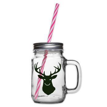 Waldhirsch Silhouette - Henkelglas mit Schraubdeckel - Klar - Rechts