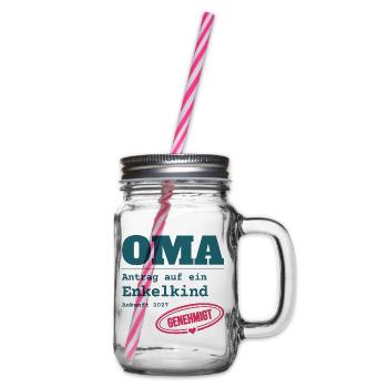 Oma 2027 – Antrag auf Enkelkind genehmigt - Henkelglas mit Schraubdeckel - Klar - Rechts