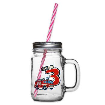 3. Geburtstag Feuerwehr - Henkelglas mit Schraubdeckel - Klar - Rechts