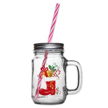 Nikolausstiefel mit Geschenken - Weihnachten - Henkelglas mit Schraubdeckel - Klar - Rechts