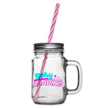 Baby Loading Neon Logo - Henkelglas mit Schraubdeckel - Klar - Rechts