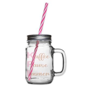 Büro Kaffee Sprüche - Henkelglas mit Schraubdeckel - Klar - Rechts