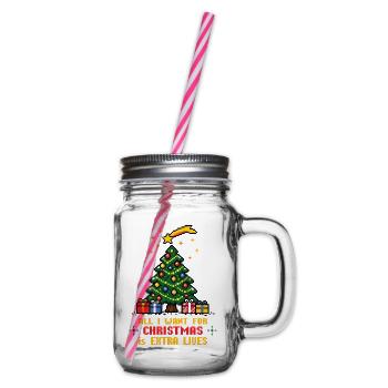 All I want for Christmas - Gamer - Henkelglas mit Schraubdeckel - Klar - Rechts