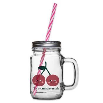 I Love You Cherry Much – Süße Kirschen Liebe - Henkelglas mit Schraubdeckel - Klar - Rechts