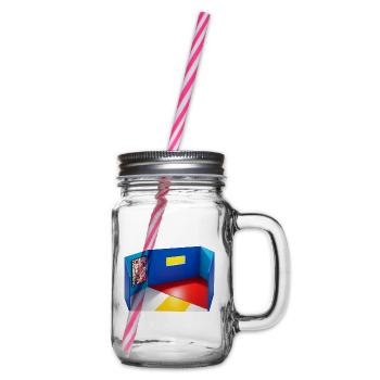 Abstrakter Raum in Primärfarben - Henkelglas mit Schraubdeckel - Klar - Rechts