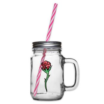 Rose Bloom Aquarell - Henkelglas mit Schraubdeckel - Klar - Rechts