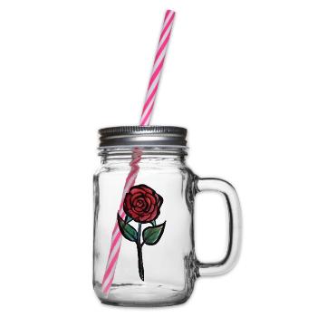 Karmesinrose Aquarell - Henkelglas mit Schraubdeckel - Klar - Rechts