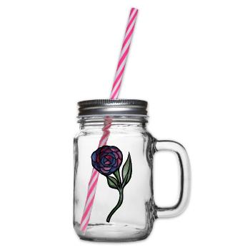 Blaues Rosen-Aquarell auf Schwarz - Henkelglas mit Schraubdeckel - Klar - Rechts
