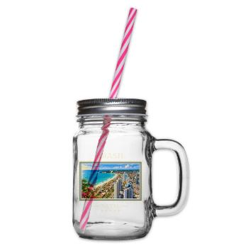 Brasilien Natal Vintage Reisemarke - Henkelglas mit Schraubdeckel - Klar - Rechts