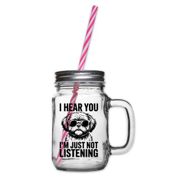 Shih Tzu Spruch Hunde Lustiges Shih Tzu Geschenk - Henkelglas mit Schraubdeckel - Klar - Rechts