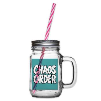Chaos Order: Comic-Typografie - Henkelglas mit Schraubdeckel - Klar - Rechts