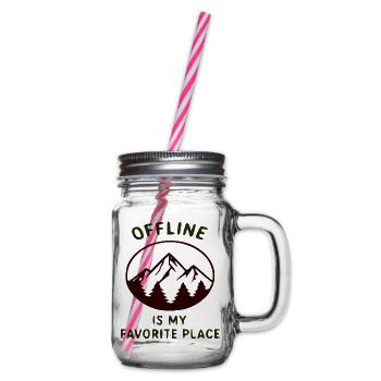 Offline ist mein Lieblingsort - Henkelglas mit Schraubdeckel - Klar - Rechts
