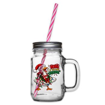 Schreiende Gans – Weihnachtshumor - Henkelglas mit Schraubdeckel - Klar - Rechts