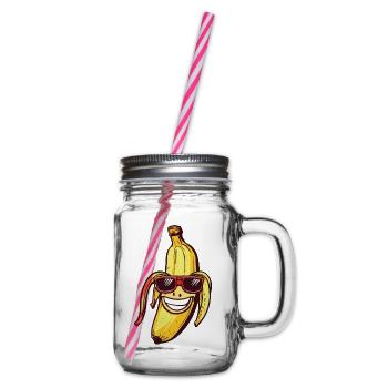 Lachende Banane mit Sonnenbrille - Henkelglas mit Schraubdeckel - Klar - Rechts
