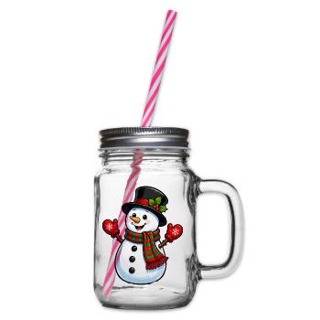 Winterlicher Schneemann mit Schal und Hut - Henkelglas mit Schraubdeckel - Klar - Rechts